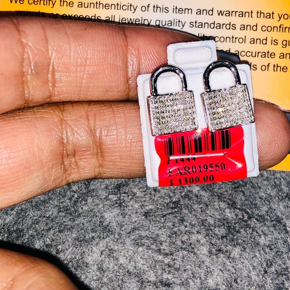 Custom made real diamond lock earrings .65ct natural diamonds NOT CZ best gift - Picture 3 of 7